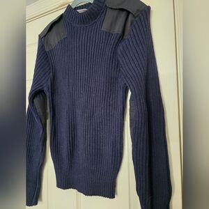 USMC Quantico Wool Ribbed Commando Sweater Elbow Patches Navy Blue Size 40(M)